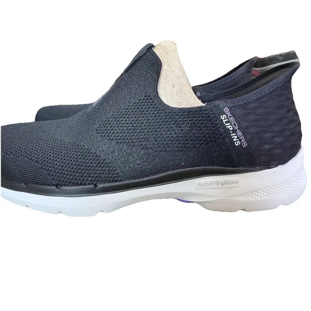 Skechers Slip-Ins Go Walk 6 Fabulous View Women's 9.5 Black Lavender NEW in box